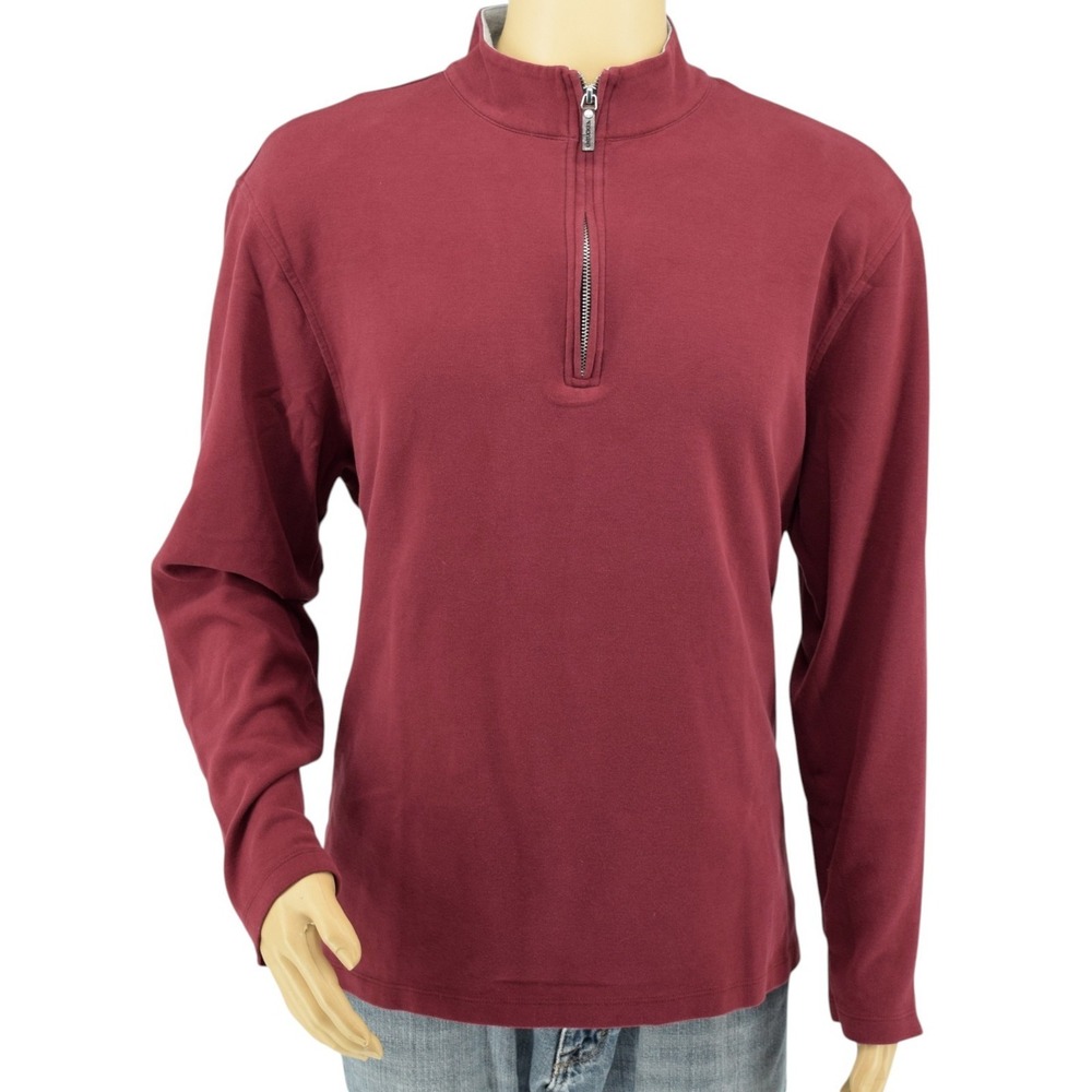 UNTUCKit Santangelo Quarter Zip Soft Cotton Pullover - Red Mahogany - Men's 2XL‎